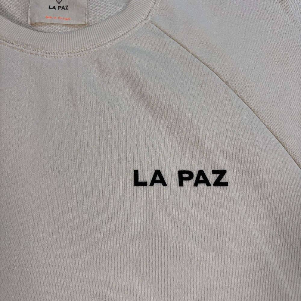 La Paz Cunha Vague Sweatshirt Men's L Off-White Spellout Graphic 100% Cotton - Picture 7 of 16
